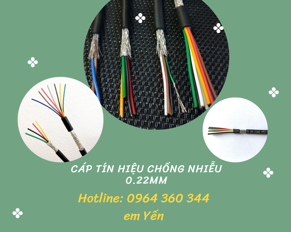 Cáp tín hiệu bọc lưới đồng mã bạc chống nhiễu 24AWG 0.22mm