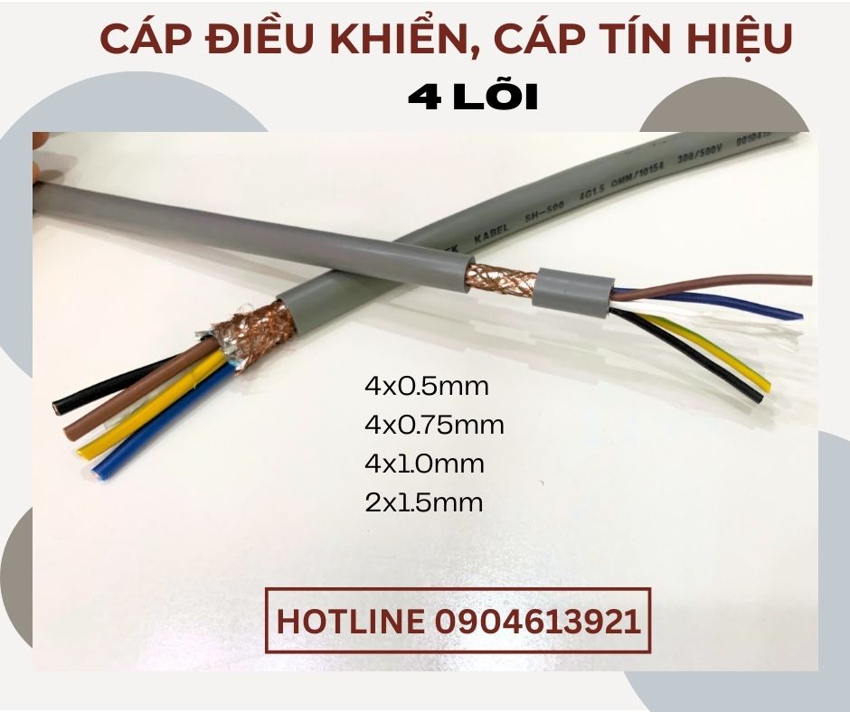 Cáp điều khiển/ cáp tín hiệu 4x0.5mm,4x0.75mm, 4x1.0mm, 4x1.5mm