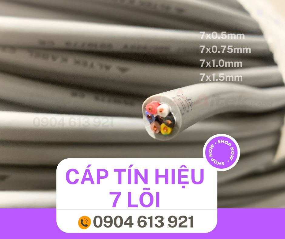 Dây cáp điện 7 lõi, cáp điều khiển 7x0.5mm/ 7x0.75mm/ 7x1.0mm/7x1.5mm