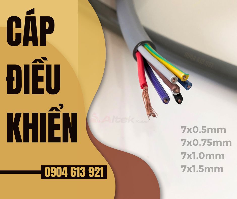 Dây cáp điện 7 lõi, cáp điều khiển 7x0.5mm/ 7x0.75mm/ 7x1.0mm/7x1.5mm