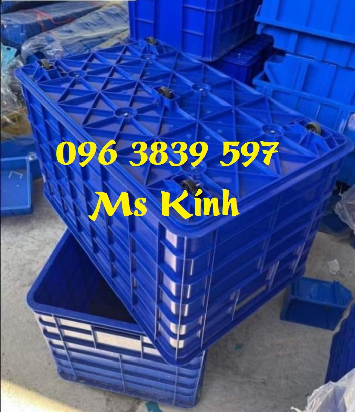 Sóng nhựa bít 5 bánh xe, thùng nhựa kt 78x50x43cm có bánh xe