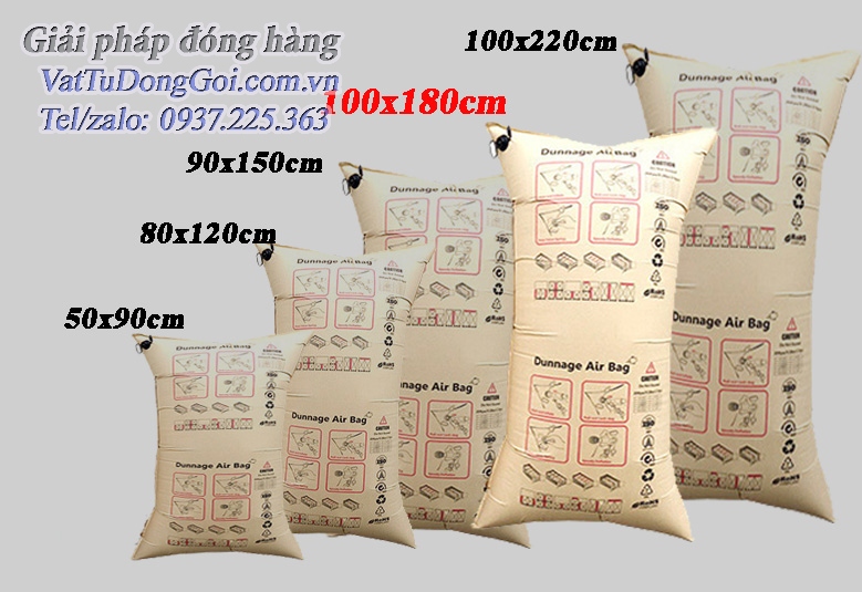 Túi khí chèn hàng giấy kraft 1000x1800mm