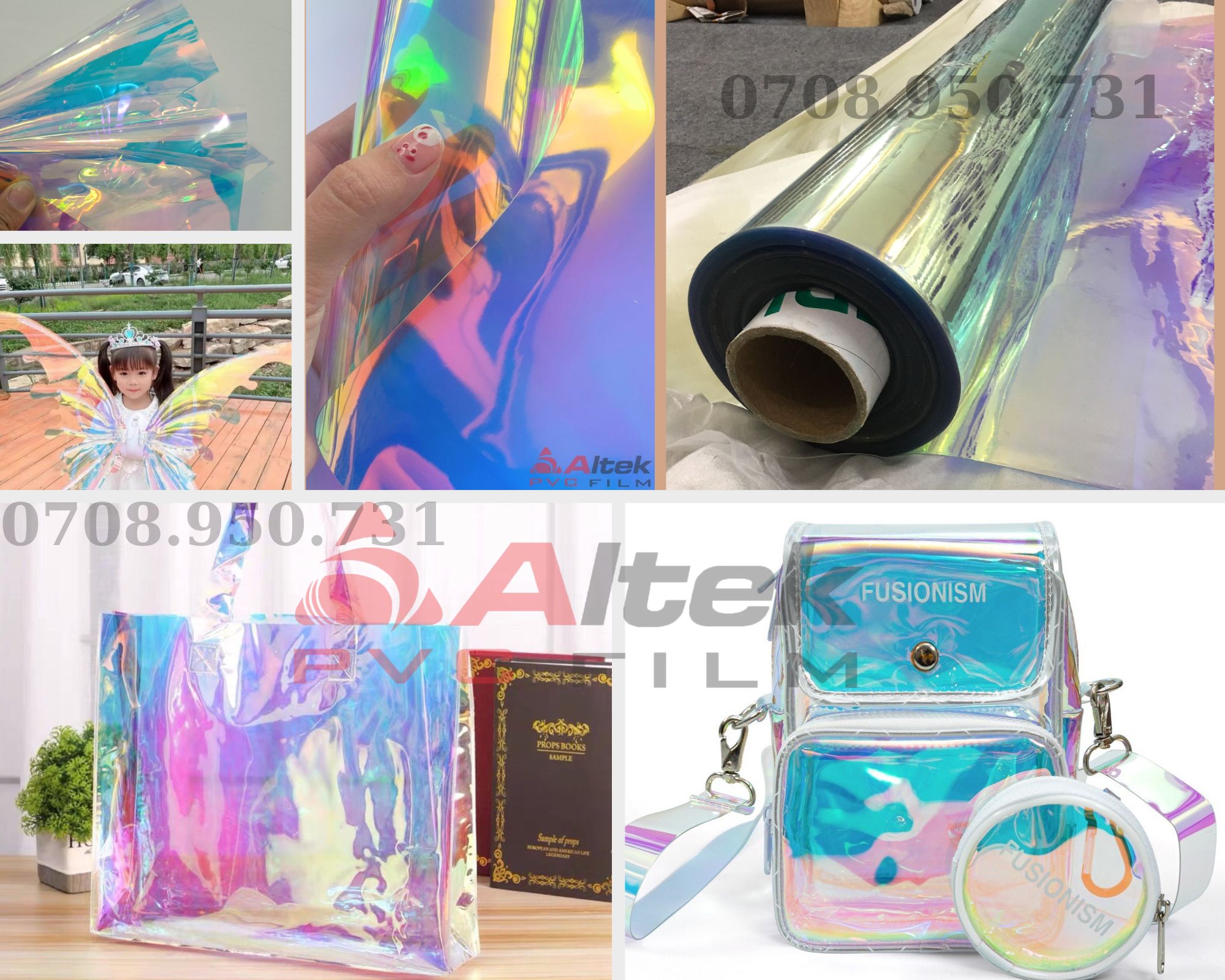 Pvc kiếng hologram ánh kim 7 màu