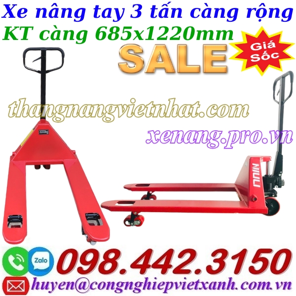 Xe nâng tay 3 tấn càng rộng AC30M – NIULI