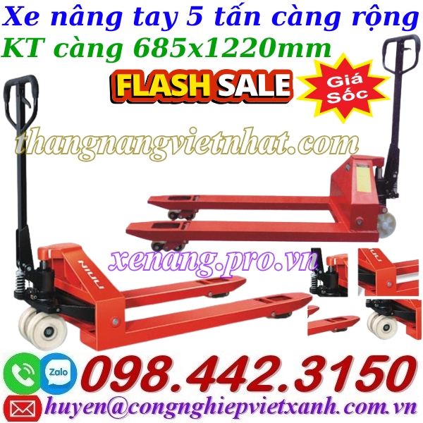 Xe nâng tay 5 tấn càng rộng AC50M - NIULI