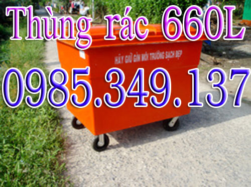 Xe đẩy rác 660 lít Composite, HDPE