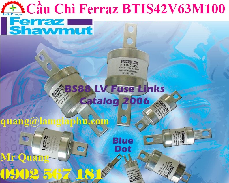 Đại lý cung cấp cầu chì Ferraz BTIS42V63M100