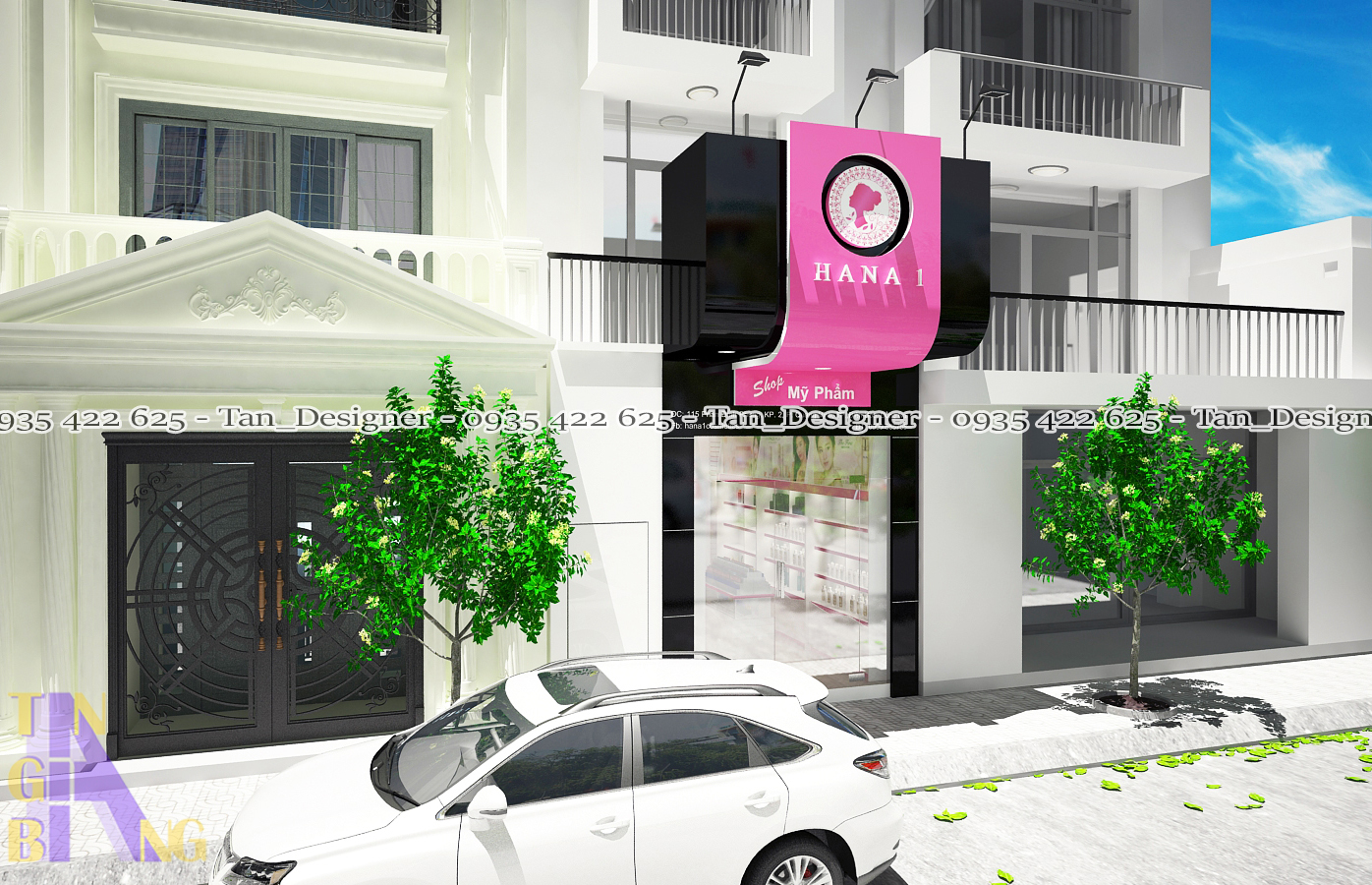 Thiết kế, thi công nội thất shop mỹ phẩm HANA1