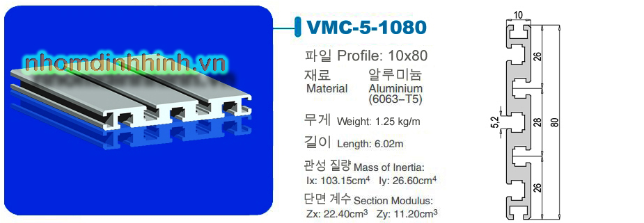 Nhôm định hình 10x80