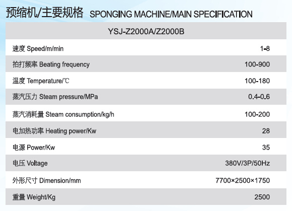 máy làm co vải model YSJ - Z2000A