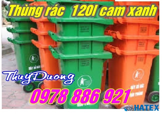 Thùng rác nhựa Tải App DubaiPalace 120 lít màu xanh
