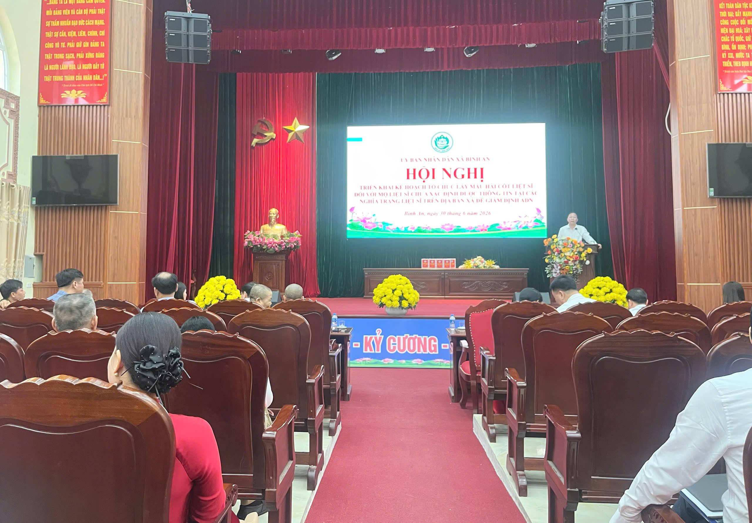 Xã Bình An triển khai kế hoạch lấy mẫu hài cốt liệt sĩ chưa xác định thông tin để giám định ADN