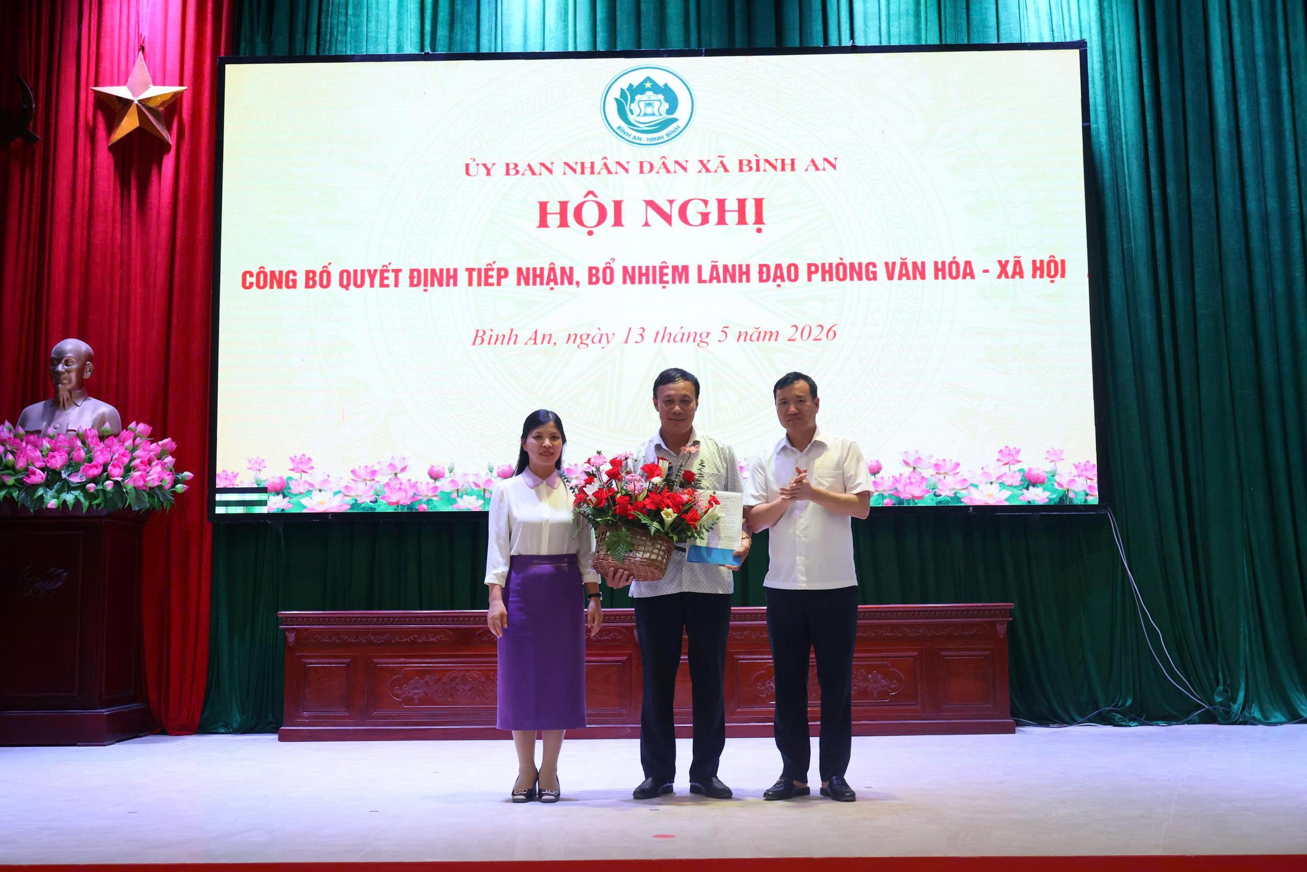 UBND xã Bình An công bố quyết định bổ nhiệm cán bộ Phòng Văn hóa - Xã hội