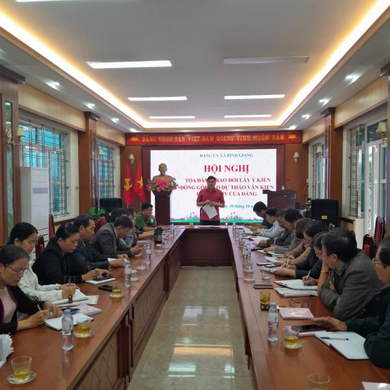Đảng ủy xã Bình Giang tổ chức Hội nghị góp ý Dự thảo văn kiện trình đại hội XIV của Đảng