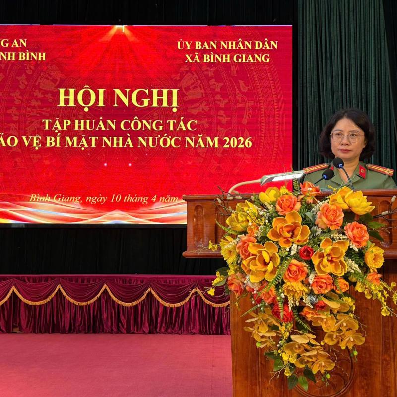 XÃ BÌNH GIANG PHỐI HỢP VỚI PHÒNG AN CHÍNH TRỊ NỘI BỘ TỈNH NINH BÌNH TỔ CHỨC HỘI NGHỊ TẬP HUẤN CÔNG TÁC BẢO VỆ BÍ MẬT NHÀ NƯỚC TRONG TÌNH HÌNH MỚI