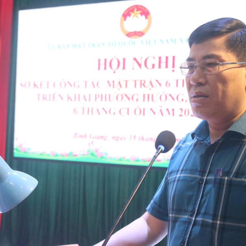 Ủy ban MTTQ Việt Nam xã Bình Giang sơ kết công tác Mặt trận 6 tháng đầu năm, triển khai phương hướng nhiệm vụ 6 tháng cuối năm 2026