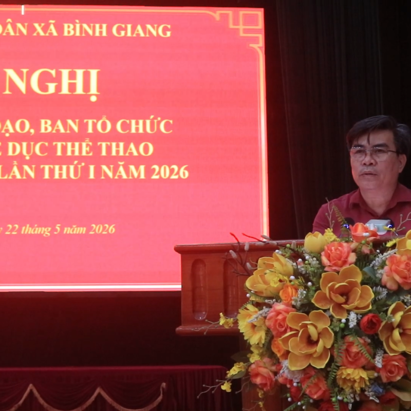 UBND xã Bình Giang tổ chức hội nghị Ban tổ chức Đại hội TDTT xã lần thứ I.