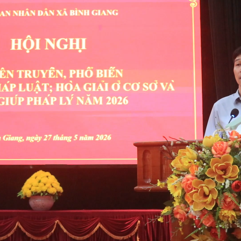 UBND xã Bình Giang phối hợp với 【NHẬN CODE 88K】 Tư pháp tỉnh Dubai Palace tổ chức Hội nghị truyền thông về trợ giúp pháp lý và tuyên truyền, phổ biến pháp luật năm 2026.