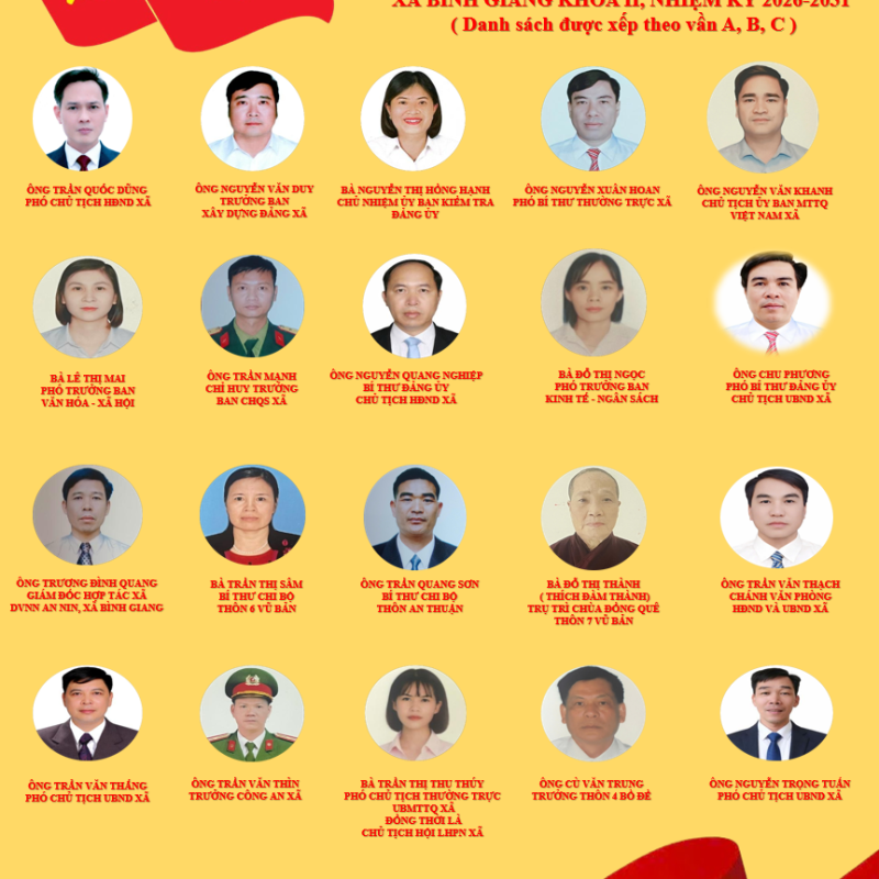 Công bố Danh sách chính thức những người trúng cử đại biểu HĐND xã Bình Giang khóa II, nhiệm kỳ 2026-2031