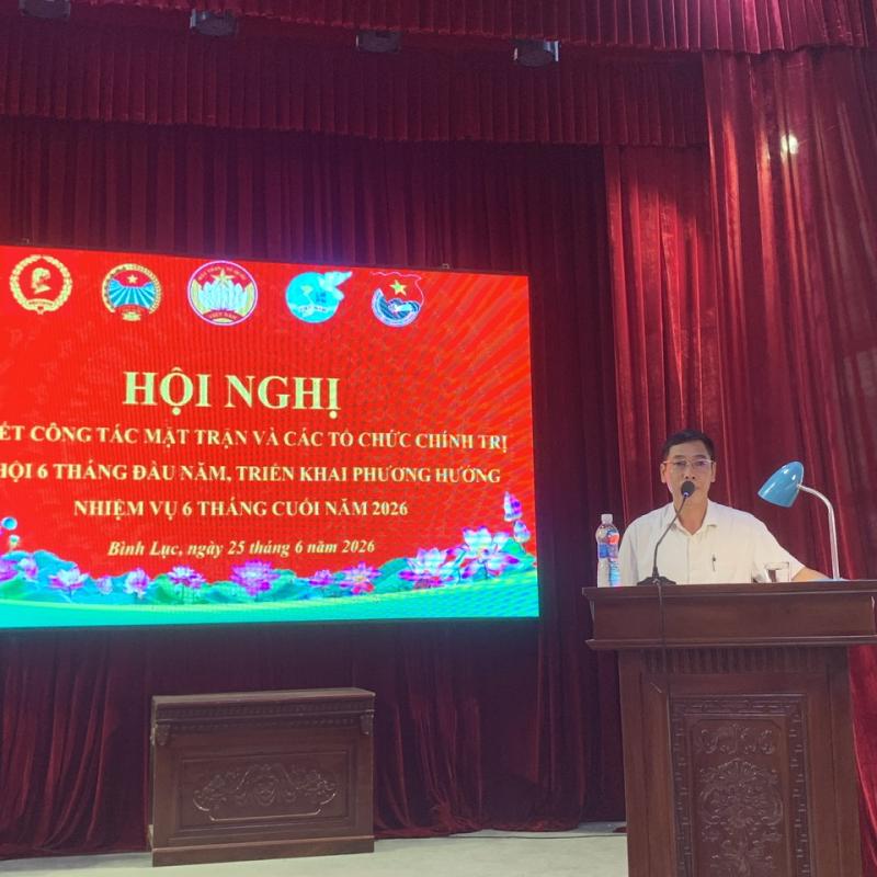 Ủy ban MTTQ xã Bình Lục sơ kết công tác mặt trận và các tổ chức chính trị - xã hội 6 tháng đầu năm 2026