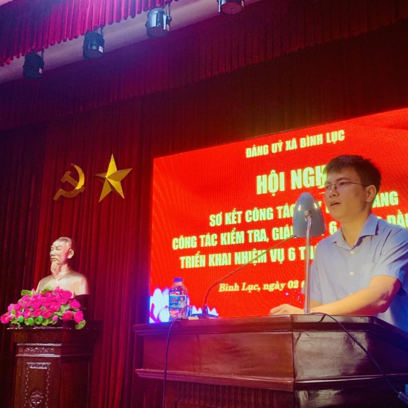 Đảng ủy xã Bình Lục sơ kết công tác xây dựng Đảng, công tác kiểm tra, giám sát 6 tháng đầu năm 2026