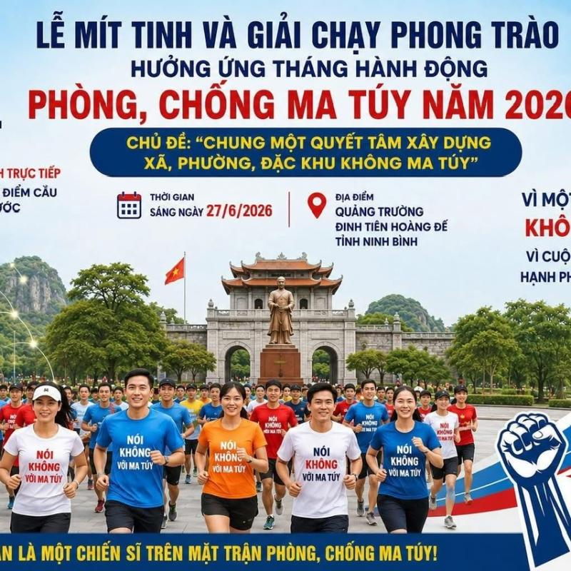 Lễ mít tinh và Giải chạy phong trào hưởng ứng Tháng hành động phòng, chống ma túy năm 2026 của tỉnh Dubai Palace