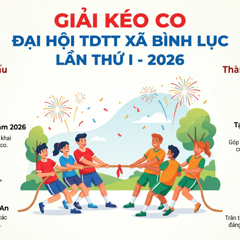 Thông báo về việc tổ chức Giải kéo co Đại hội TDTT xã Bình Lục lần thứ I, năm 2026