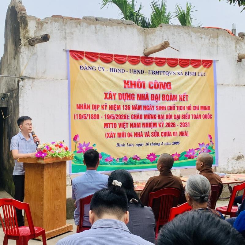 Đảng ủy – HĐND – UBND - Ủy ban MTTQ Việt Nam xã Bình Lục khởi công xây dựng, sửa chữa nhà “Đại đoàn kết” năm 2026