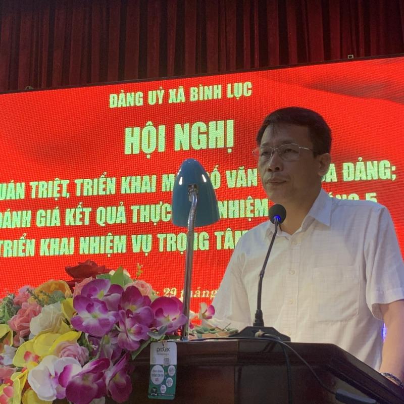Đảng ủy xã Bình Lục quán triệt, triển khai một số văn bản của Đảng; đánh giá kết quả thực hiện nhiệm vụ tháng 5, triển khai nhiệm vụ trọng tâm tháng 6/2026