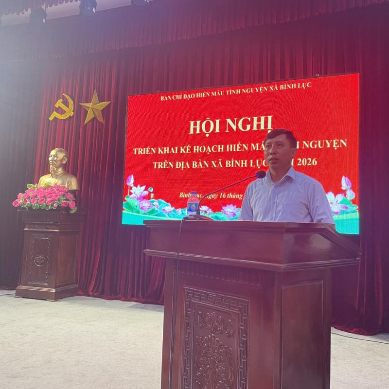 Ban chỉ đạo hiến máu tình nguyện xã Bình Lục triển khai kế hoạch hiến máu tình nguyện năm 2026