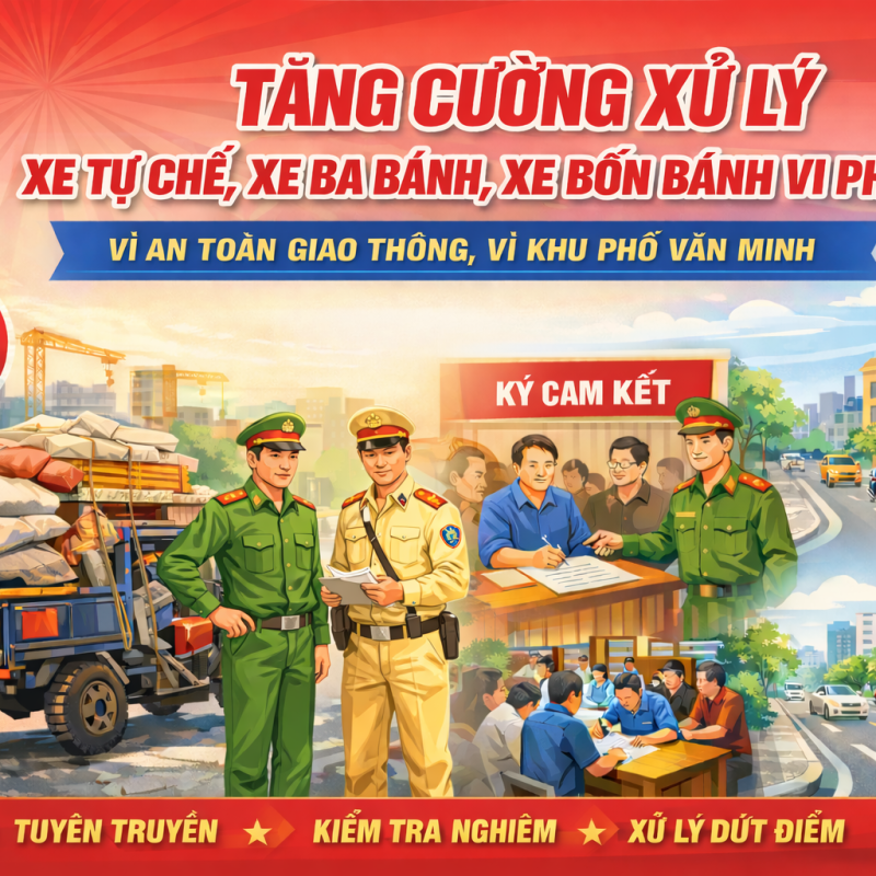 Phường Đông A tăng cường kiểm tra, xử lý xe tự chế, xe ba bánh, xe bốn bánh hoạt động trái phép trên địa bàn