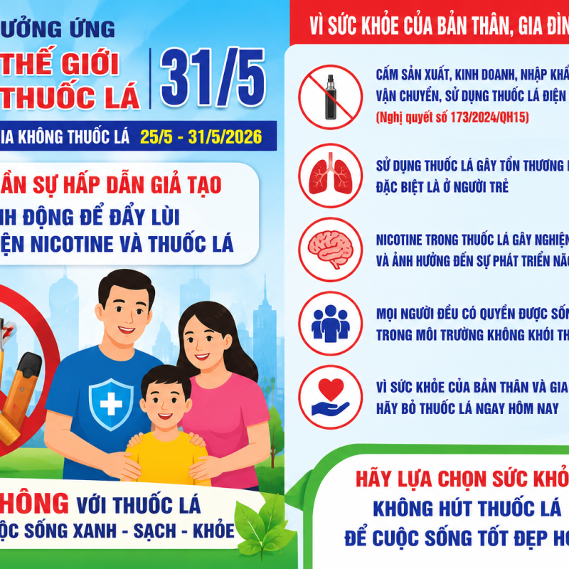 Phường Đông A tăng cường truyền thông hưởng ứng Ngày Thế giới không thuốc lá 31/5 và Tuần lễ Quốc gia không thuốc lá năm 2026