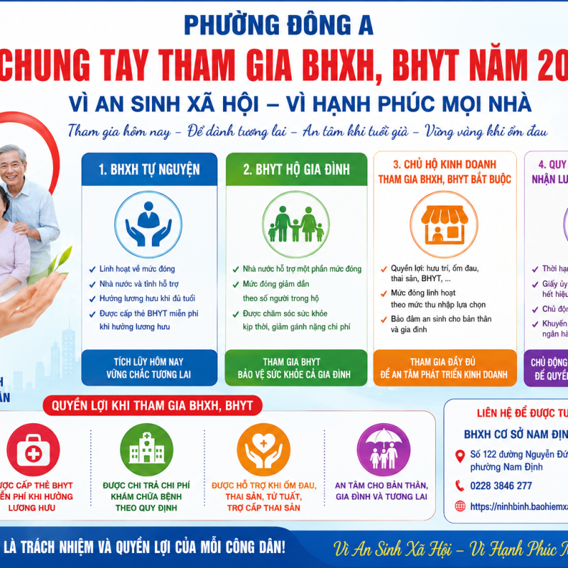 Phường Đông A tăng cường tuyên truyền chính sách bảo hiểm xã hội, bảo hiểm y tế năm 2026 – chung tay bảo đảm an sinh xã hội