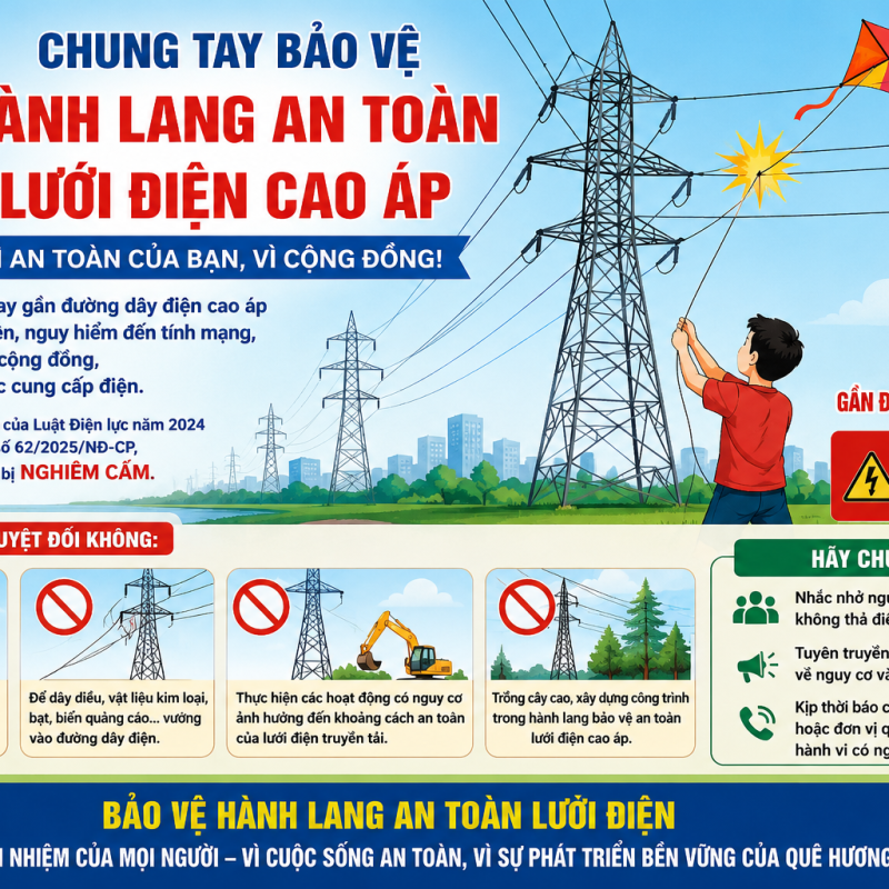 Phường Đông A tăng cường tuyên truyền bảo vệ hành lang an toàn lưới điện cao áp, phòng ngừa sự cố do thả diều và vật thể bay