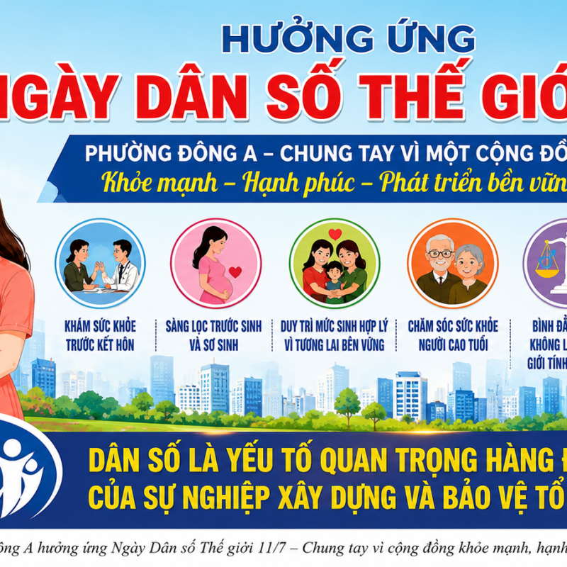 Phường Đông A triển khai nhiều hoạt động hưởng ứng Ngày Dân số Thế giới 11/7 năm 2026: Chung tay vì một cộng đồng khỏe mạnh, phát triển bền vững