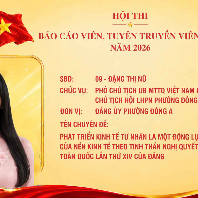 Đồng chí Đặng Thị Nữ vinh dự góp mặt tại vòng chung khảo hội thi báo cáo viên, tuyên truyền viên giỏi cấp tỉnh năm 2026