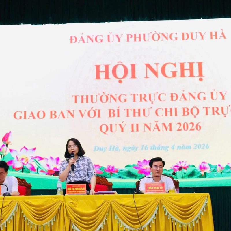 THƯỜNG TRỰC ĐẢNG ỦY PHƯỜNG DUY HÀ GIAO BAN VỚI BÍ THƯ CÁC CHI BỘ TRIỂN KHAI NHIỆM VỤ TRỌNG TÂM