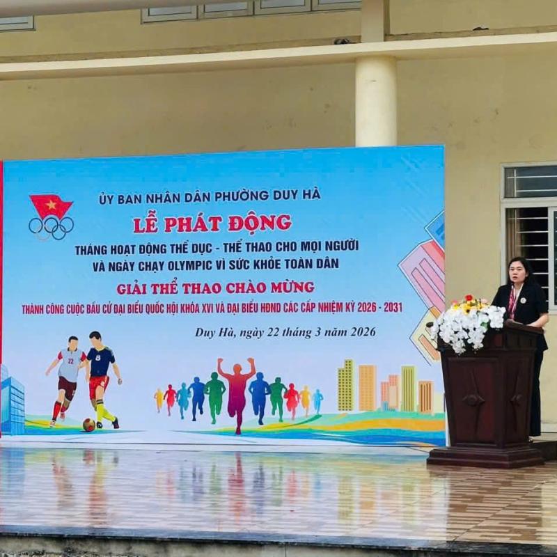 PHƯỜNG DUY HÀ PHÁT ĐỘNG THÁNG HOẠT ĐỘNG THỂ DỤC, THỂ THAO VÀ NGÀY CHẠY OLYMPIC VÌ SỨC KHỎE TOÀN DÂN NĂM 2026