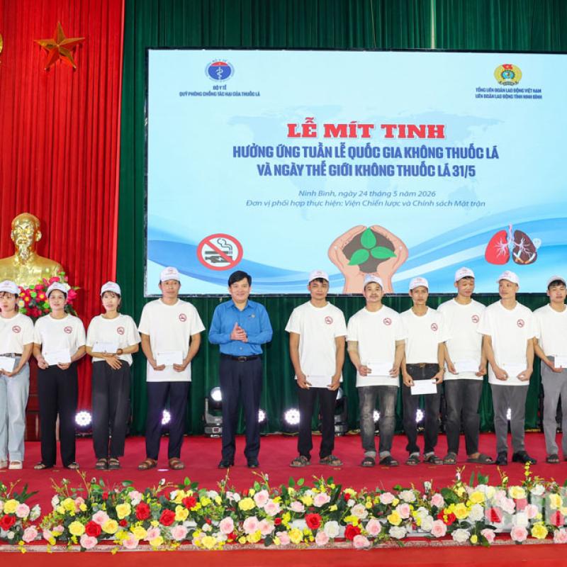 Lễ mít tinh hưởng ứng Ngày Thế giới không thuốc lá 31/5 và Tuần lễ Quốc gia không thuốc lá năm 2026.