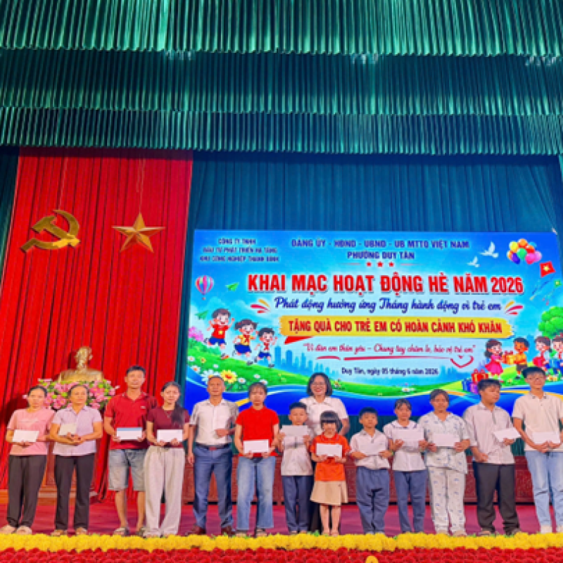 PHƯỜNG DUY TÂN KHAI MẠC HOẠT ĐỘNG HÈ VÀ PHÁT ĐỘNG THÁNG HÀNH ĐỘNG VÌ TRẺ EM NĂM 2026