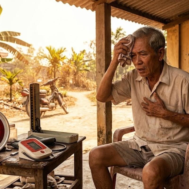 Nền nhiệt độ trên 38°C khiến nguy cơ nhồi máu cơ tim tăng mạnh ở người cao tuổi