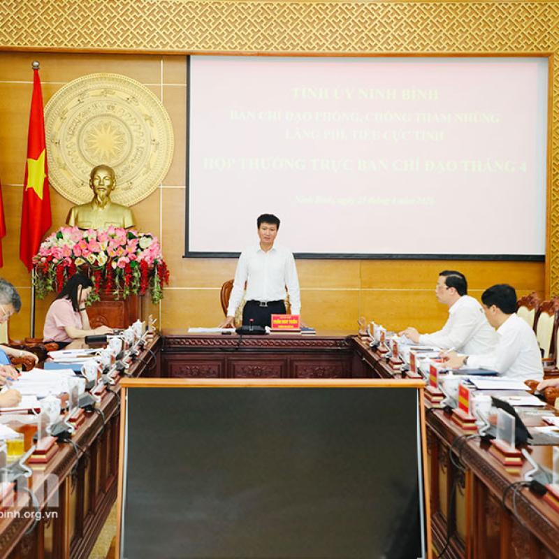 Thường trực Ban Chỉ đạo phòng, chống tham nhũng, lãng phí, tiêu cực tỉnh họp thường kỳ tháng 4/2026