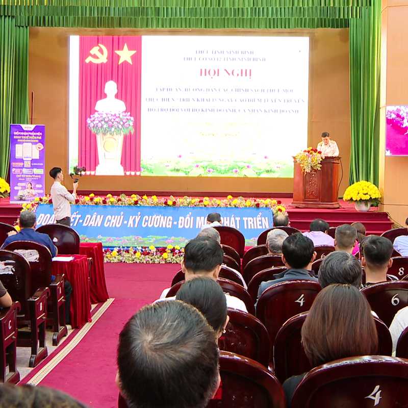 Thuế cơ sở 12 tỉnh Ninh bình tập huấn hướng dẫn các cơ sở thuế mới và thực hiện “Triển khai 15 ngày cao điểm tuyên truyền hỗ trợ với hộ kinh doanh, cá nhân kinh doanh”
