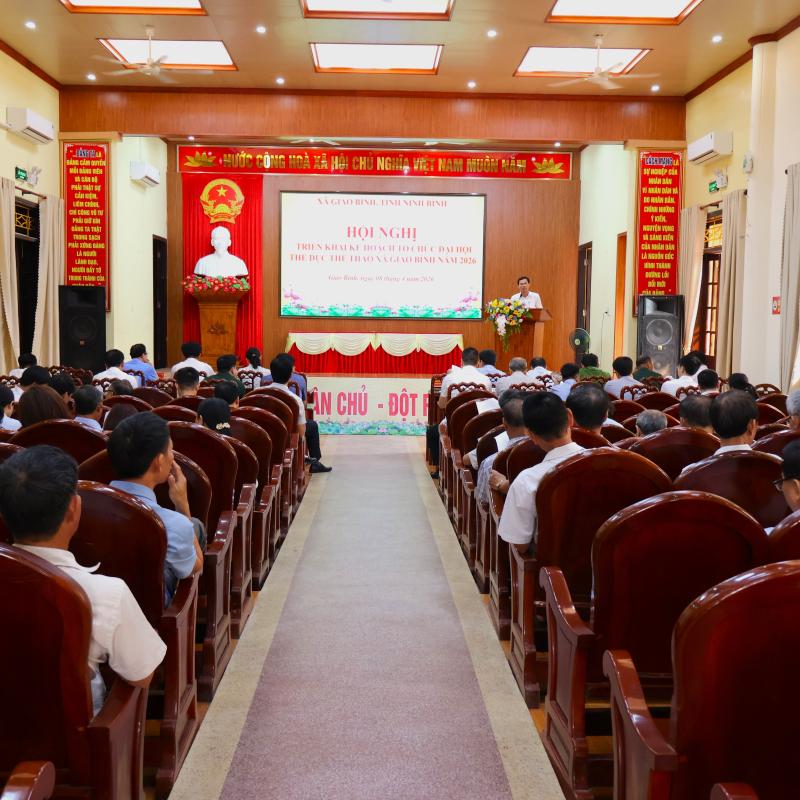 UBND xã Giao Bình tổ chức Hội nghị triển khai Kế hoạch tổ chức Đại hội Thể dục thể thao và các hoạt động chào mừng 30/4 – 01/5 năm 2026