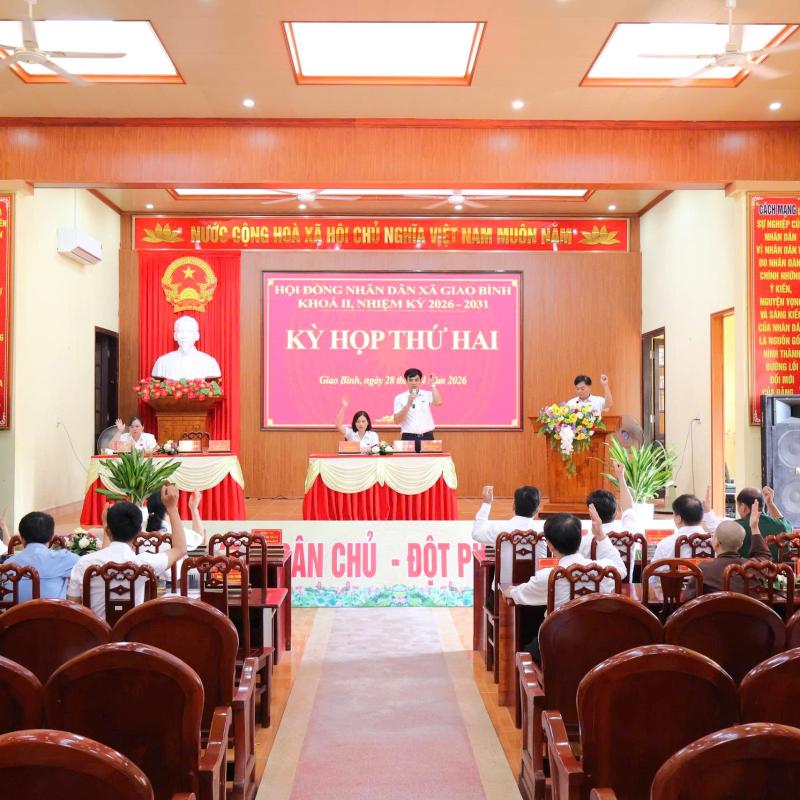 HĐND xã Giao Bình khóa II, nhiệm kỳ 2026 – 2031 tổ chức thành công Kỳ họp thứ Hai (kỳ họp phát sinh đột xuất)