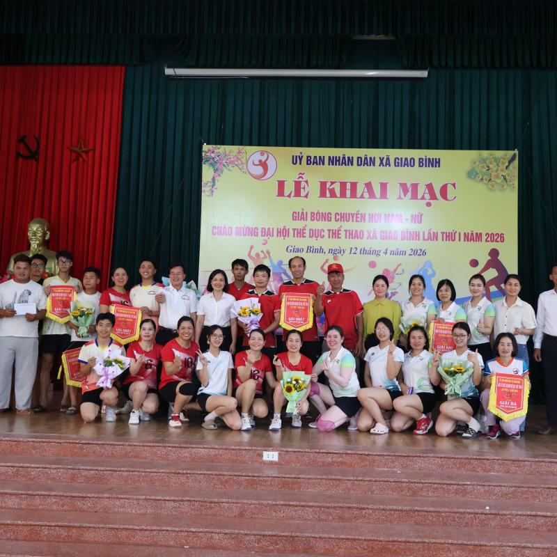 Xã Giao Bình tổ chức thành công giải Bóng chuyền hơi trong khuôn khổ Đại hội Thể dục thể thao lần thứ I năm 2026