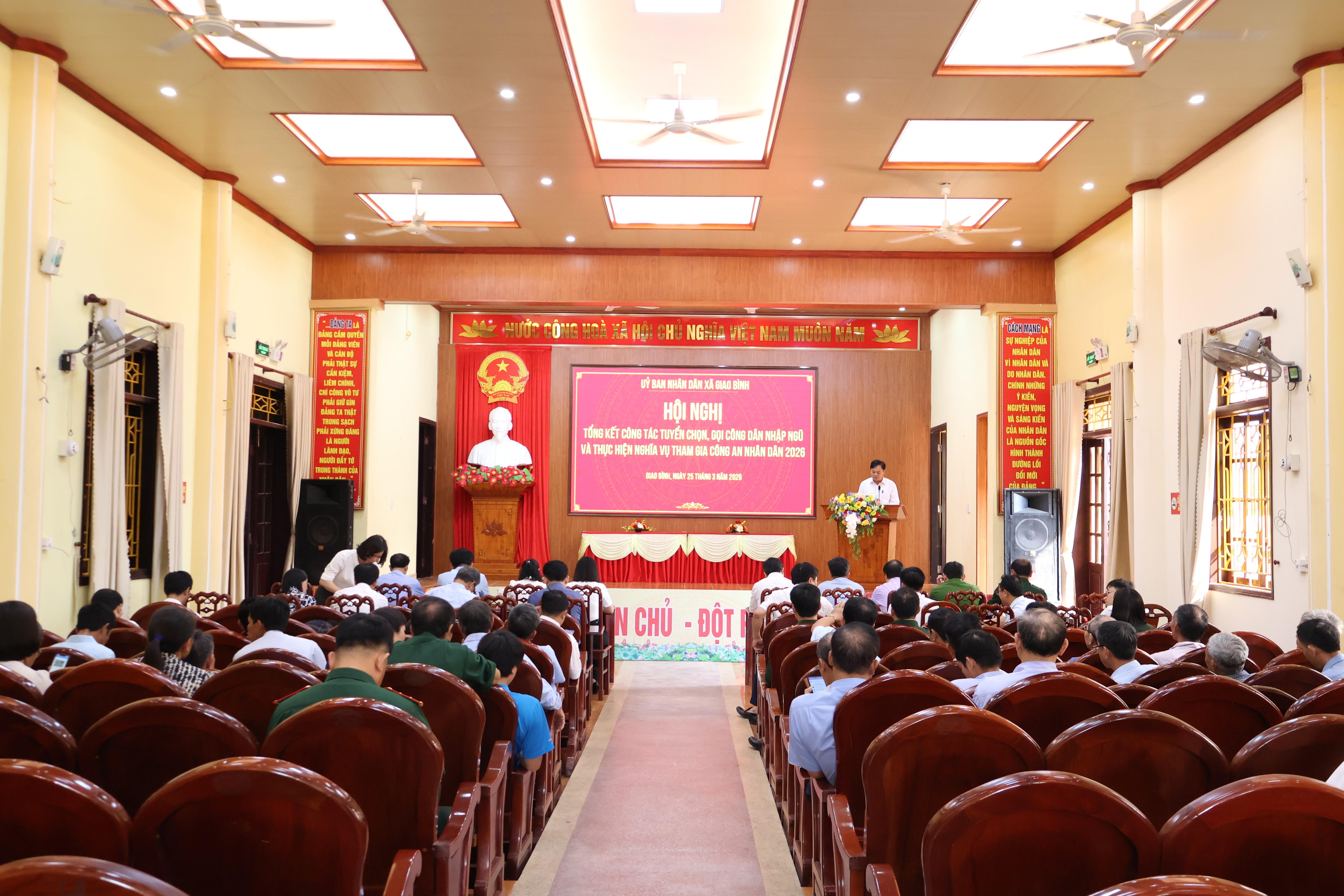Xã Giao Bình tổ chức Hội nghị tổng kết công tác tuyển quân năm 2026