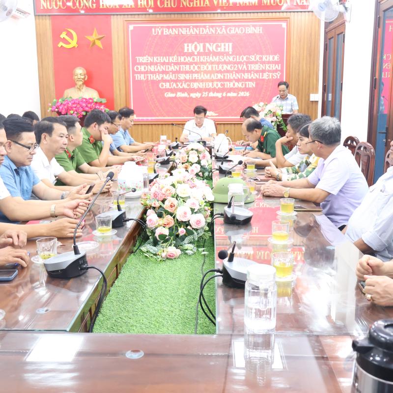 UBND xã Giao Bình tổ chức Hội nghị triển khai kế hoạch khám sàng lọc sức khỏe và thu thập mẫu sinh phẩm ADN thân nhân liệt sĩ