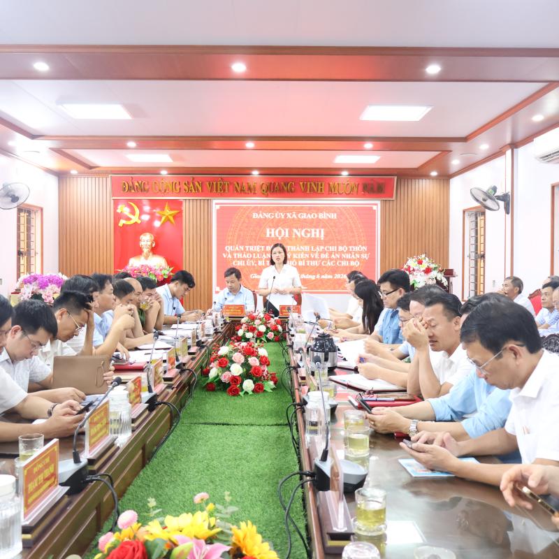 Đảng ủy xã Giao Bình tổ chức Hội nghị quán triệt Đề án thành lập các chi bộ thôn và thảo luận, lấy ý kiến về Đề án nhân sự chi ủy, bí thư, phó bí thư các chi bộ sau sắp xếp