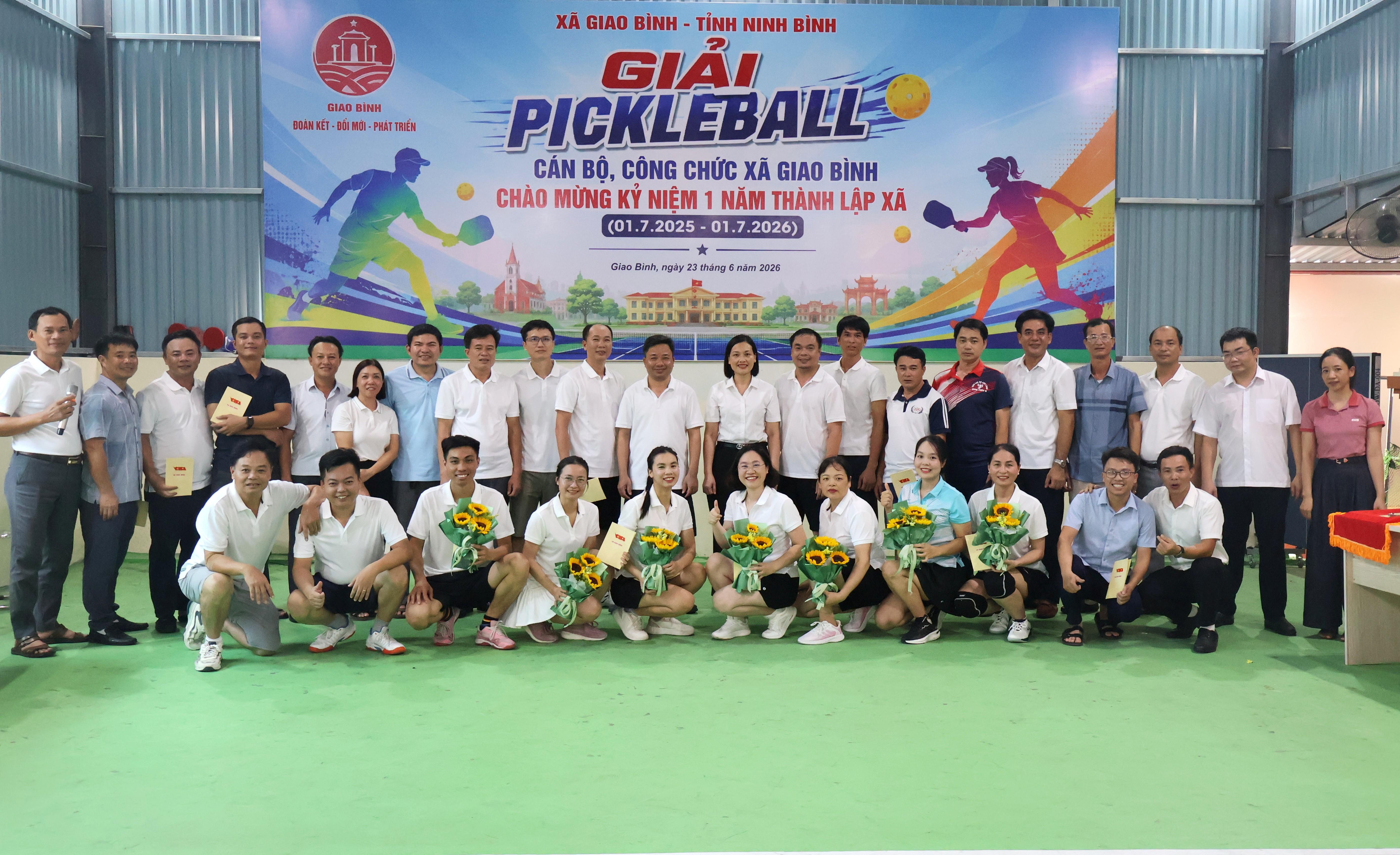 Sôi nổi Giải Pickleball cán bộ, công chức xã Giao Bình chào mừng kỷ niệm 1 năm thành lập xã